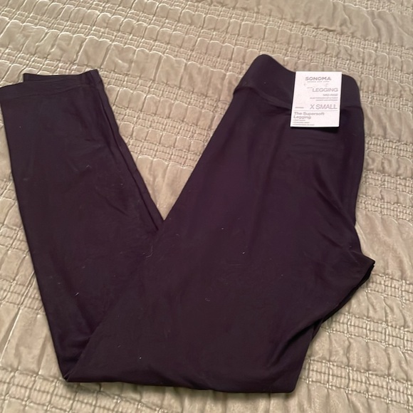NWT $26 SONOMA Black Supersoft Leggings Mid Rise XS Petite - Picture 11 of 12